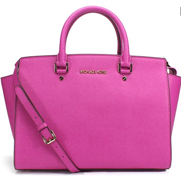 Michael Kors Handbags - Michael Kors Selma Saffiano Satchel Bag in Fuchsia